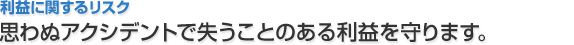 利益に関するリスク 思わぬアクシデントで失うことのある利益を守ります。